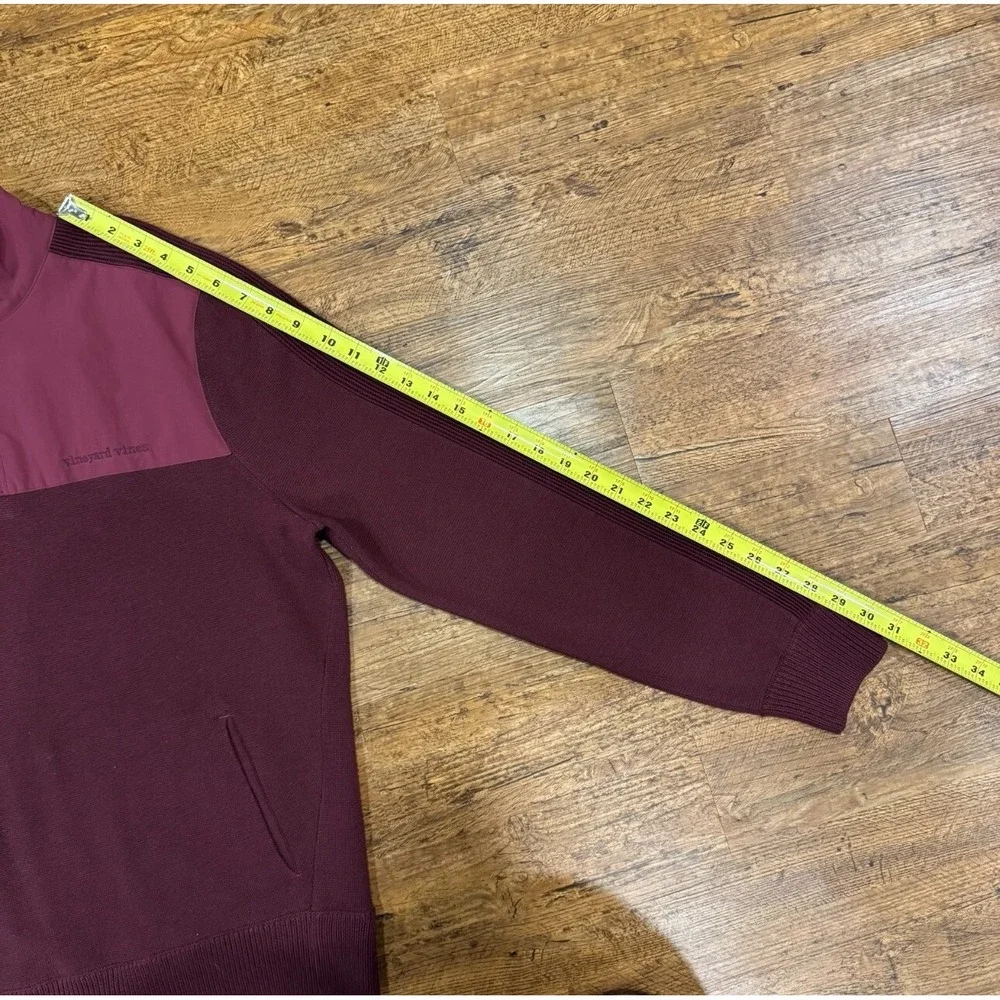 Vineyard Vines Burgundy‎ Red Wool 1/4 Zip Sample Golf Pullover Sweater Men's Med
